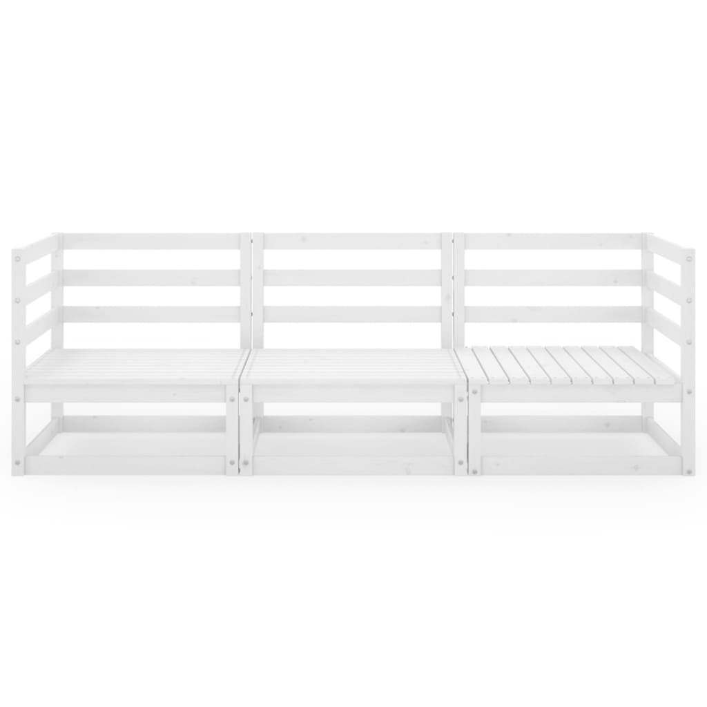 Outdoor-Sofa 3-Sitzer Weiss Massivholz Kiefer